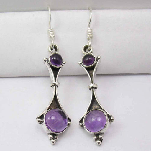 Cercei Argint 925 cu Ametist 4.6 cm lungime