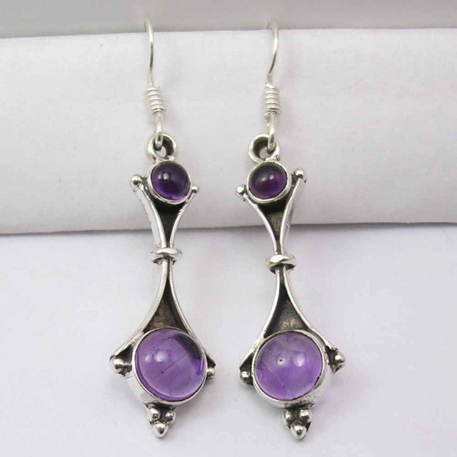 Cercei Argint 925 cu Ametist 4.6 cm lungime