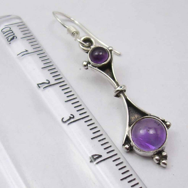 Cercei Argint 925 cu Ametist 4.6 cm lungime