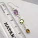 Cercei Argint 925 cu Ametist,Citrin si Peridot, 5.5 cm lungime