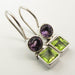 Cercei Argint 925 cu Ametist si Peridot, 2.5 cm lungime