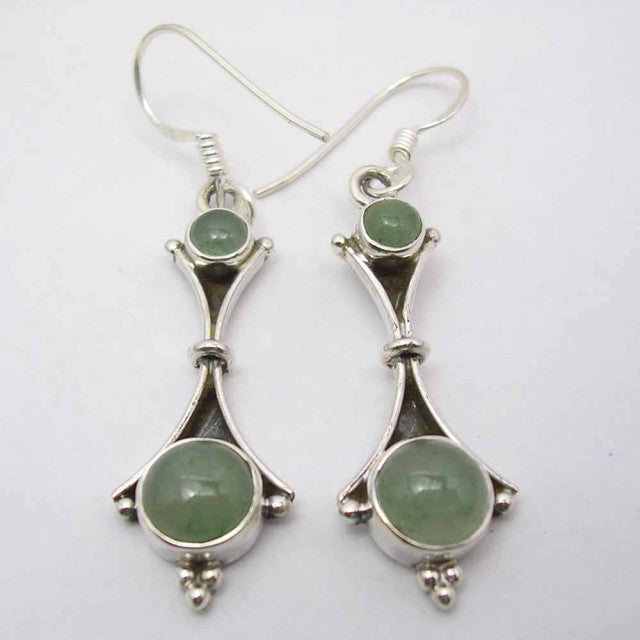 Cercei Argint 925 cu Aventurin , 4.6 cm lungime