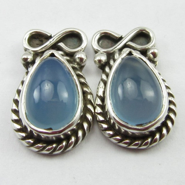 Cercei Argint 925 cu Calcedonie 1,4 cm lungime