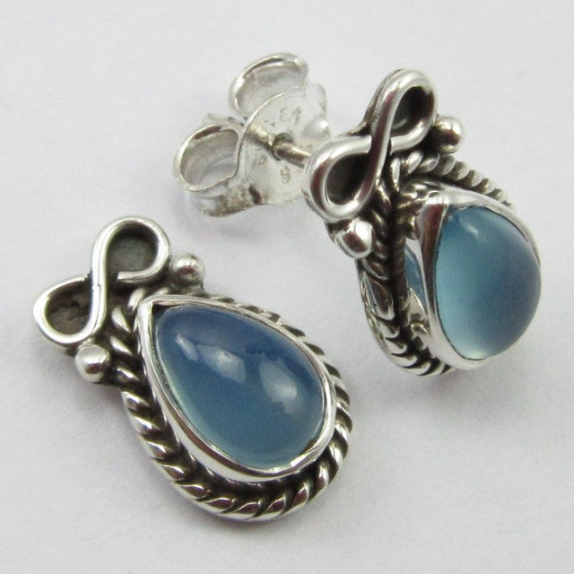 Cercei Argint 925 cu Calcedonie 1,4 cm lungime