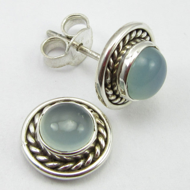 Cercei Argint 925 cu Calcedonie 1 cm lungime