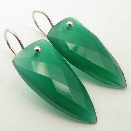 Cercei Argint 925 cu Onix verde,3.7 cm lungime