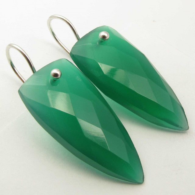 Cercei Argint 925 cu Onix verde,3.7 cm lungime