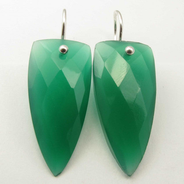 Cercei Argint 925 cu Onix verde,3.7 cm lungime