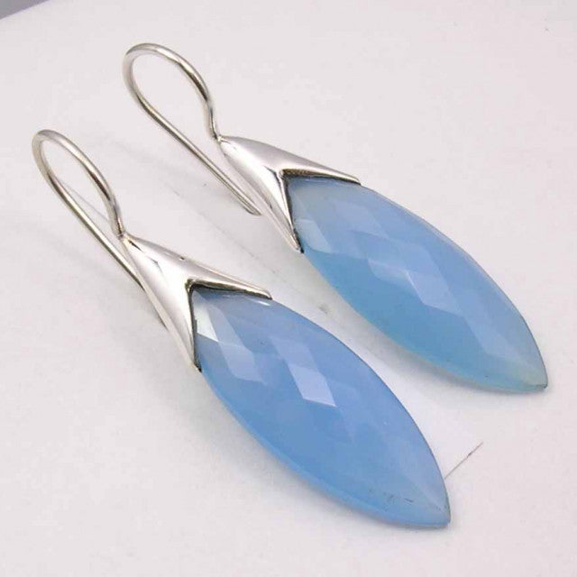 Cercei Argint 925 cu Calcedonie, 4.4 cm lungime