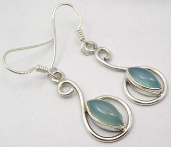 Cercei Argint 925 cu Calcedonie, 4 cm lungime