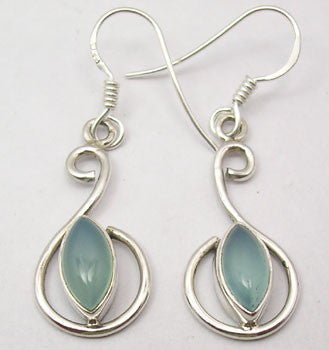 Cercei Argint 925 cu Calcedonie, 4 cm lungime