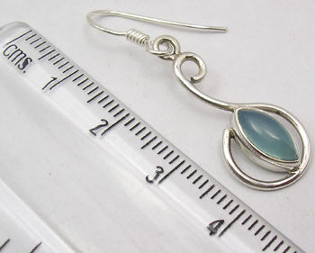 Cercei Argint 925 cu Calcedonie, 4 cm lungime