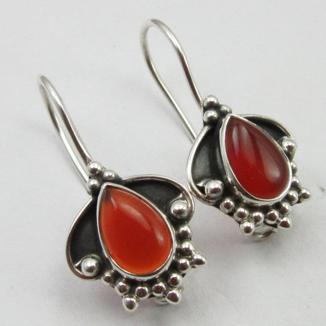 Cercei Argint 925 cu Carnelian 2.5 cm lungime