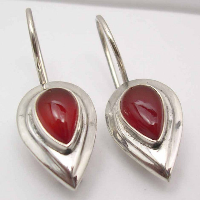 Cercei Argint 925 cu Carnelian, 2.5 cm lungime