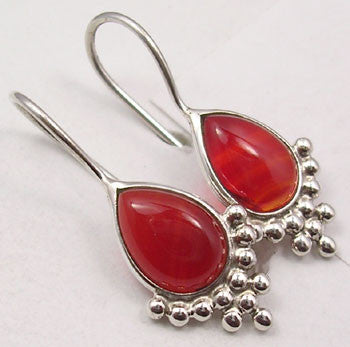 Cercei Argint 925 cu Carnelian, 2.8 cm lungime