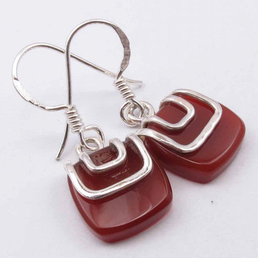 Cercei Argint 925 cu Carnelian, 2.8 cm lungime