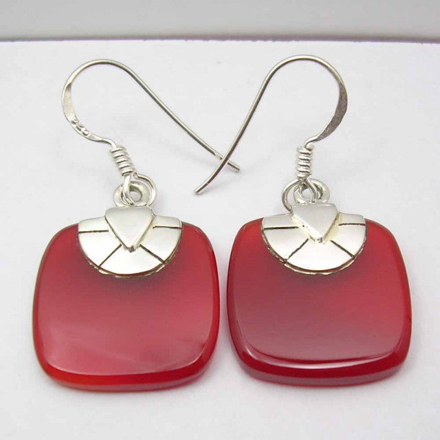 Cercei Argint 925 cu Carnelian, 3,4 cm lungime