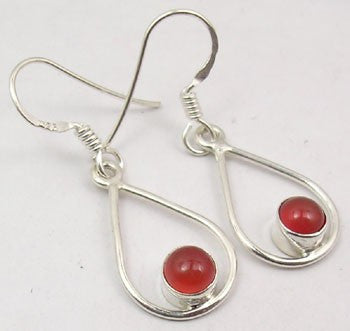 Cercei Argint 925 cu Carnelian, 3.5 cm lungime