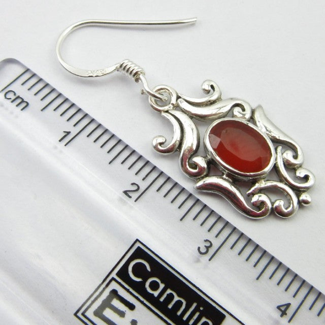 Cercei Argint 925 cu Carnelian 3,5 cm lungime
