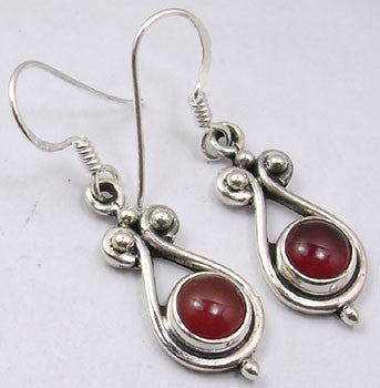 Cercei Argint 925 cu Carnelian, 3.5 cm lungime