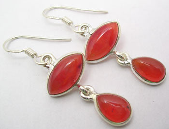 Cercei Argint 925 cu Carnelian, 3.8 cm lungime
