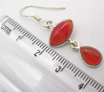 Cercei Argint 925 cu Carnelian, 3.8 cm lungime