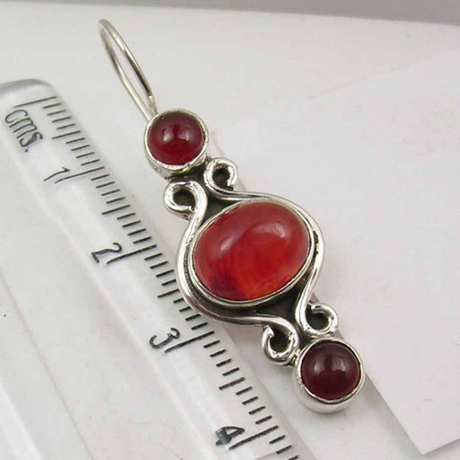 Cercei Argint 925 cu Carnelian, 3,8 cm lungime