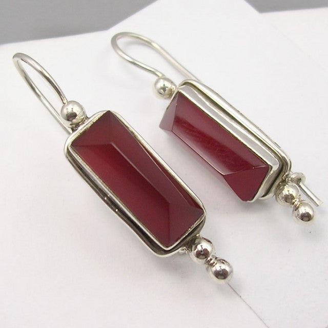Cercei Argint 925 cu Carnelian, 3.9 cm lungime
