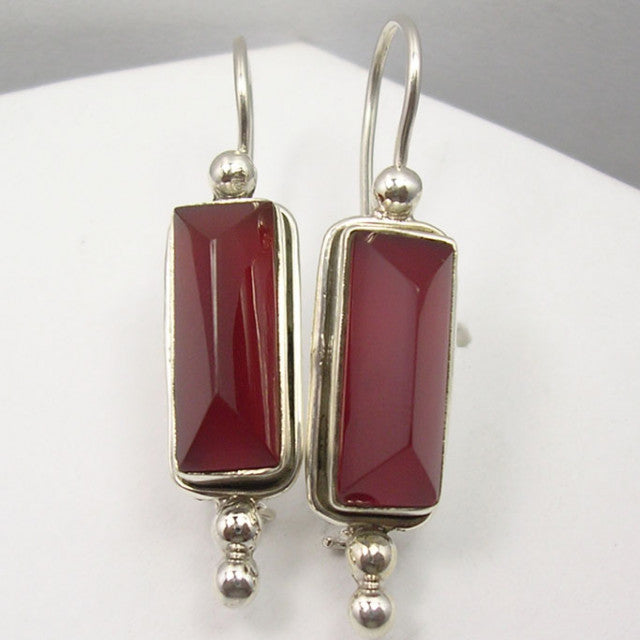 Cercei Argint 925 cu Carnelian, 3.9 cm lungime