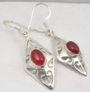 Cercei Argint 925 cu Carnelian, 4,2 cm lungime