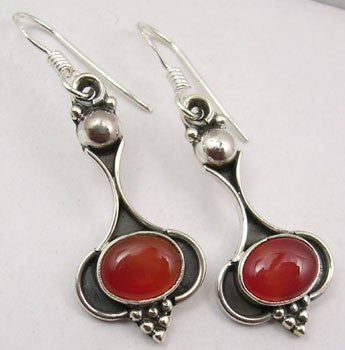 Cercei Argint 925 cu Carnelian, 4.2 cm lungime