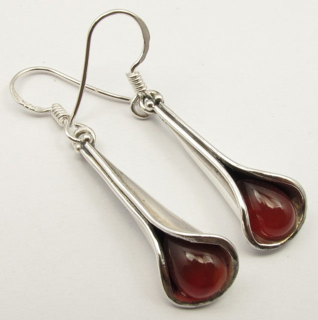 Cercei Argint 925 cu Carnelian, 4,2 cm lungime
