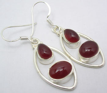 Cercei Argint 925 cu Carnelian, 4.2 cm lungime