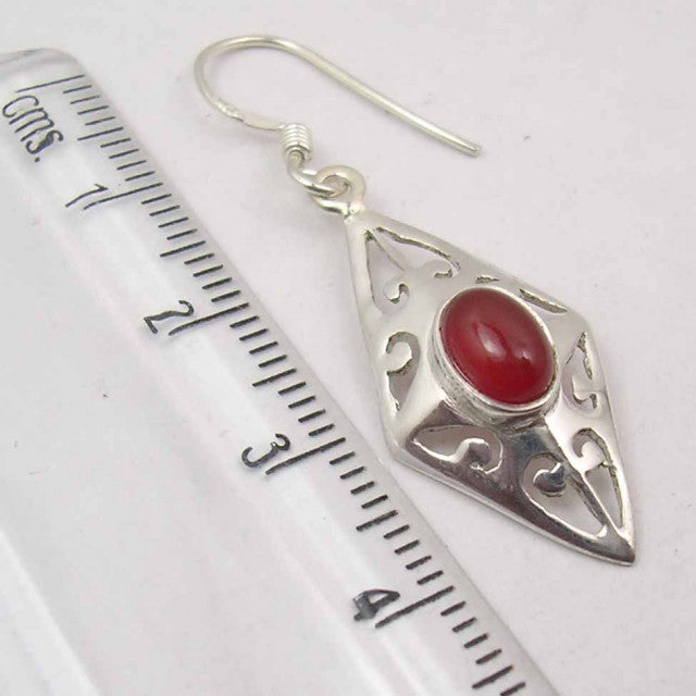 Cercei Argint 925 cu Carnelian, 4,2 cm lungime
