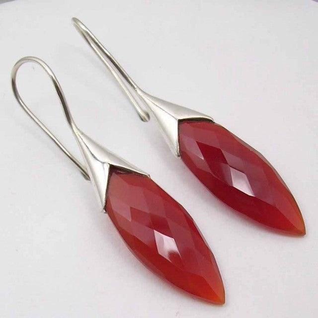 Cercei Argint 925 cu Carnelian 4.4 cm lungime