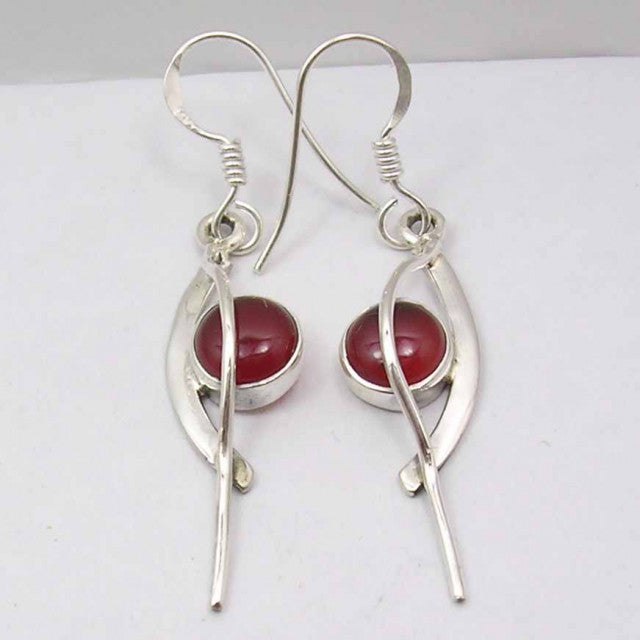 Cercei Argint 925 cu Carnelian, 4,5 cm lungime