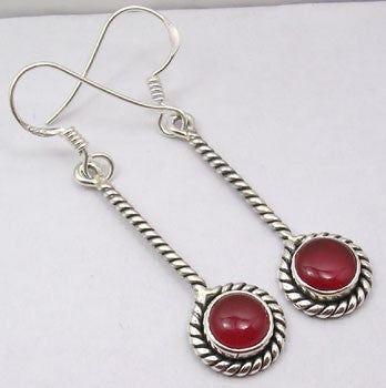 Cercei Argint 925 cu Carnelian, 4.6 cm lungime