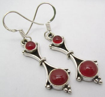 Cercei Argint 925 cu Carnelian, 4.6 cm lungime