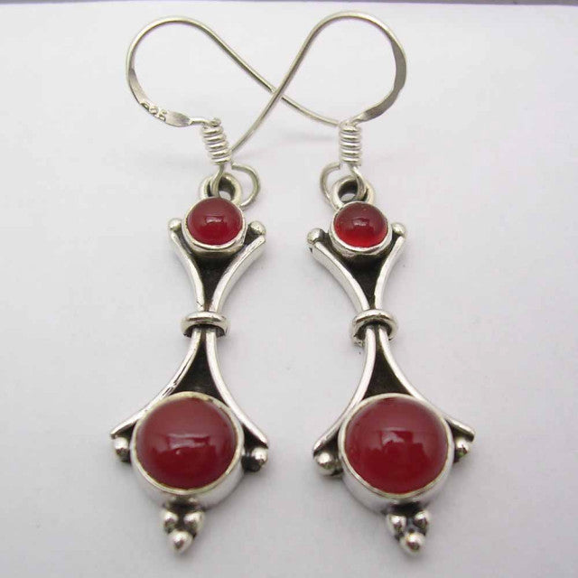 Cercei Argint 925 cu Carnelian, 4.6 cm lungime