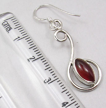 Cercei Argint 925 cu Carnelian, 4 cm lungime
