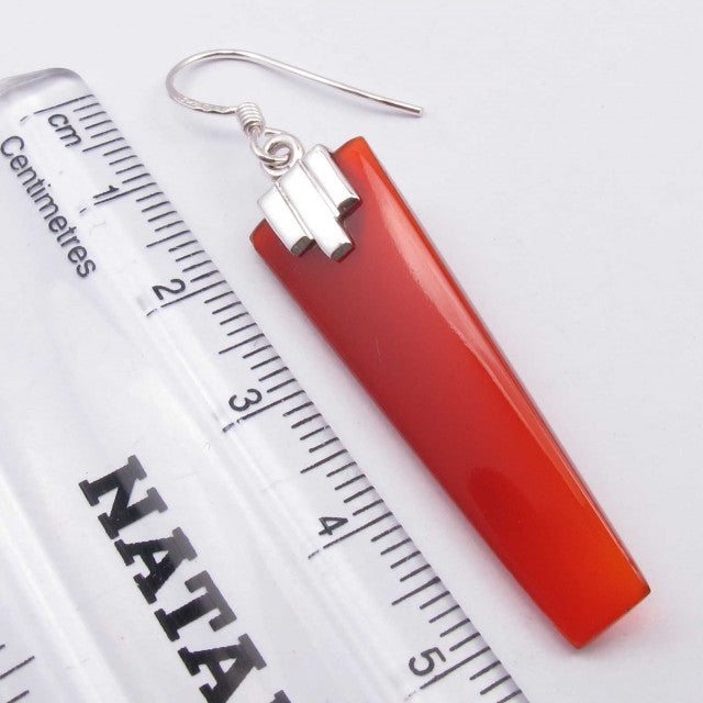 Cercei Argint 925 cu Carnelian, 5.3 cm lungime