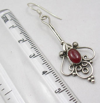 Cercei Argint 925 cu Carnelian, 5.4 cm lungime