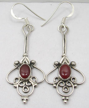 Cercei Argint 925 cu Carnelian, 5.4 cm lungime