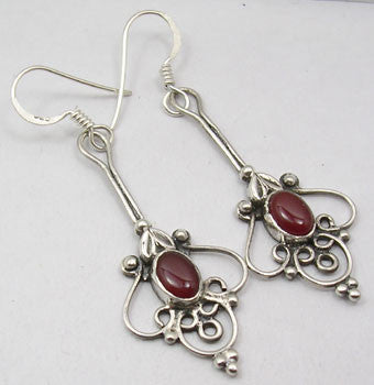 Cercei Argint 925 cu Carnelian, 5.4 cm lungime