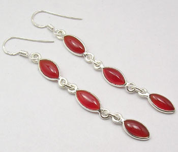 Cercei Argint 925 cu Carnelian , 6.6 cm lungime