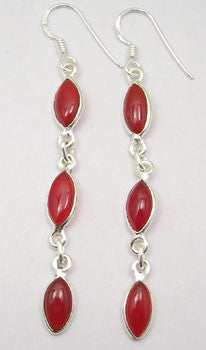 Cercei Argint 925 cu Carnelian , 6.6 cm lungime