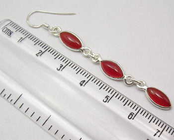 Cercei Argint 925 cu Carnelian , 6.6 cm lungime