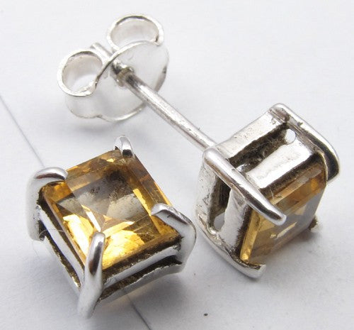 Cercei Argint 925 cu Citrin 0.5 cm lungime