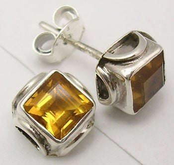 Cercei Argint 925 cu Citrin, 0.7 cm lungime