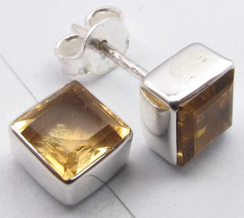 Cercei Argint 925 cu Citrin, 0.7 cm lungime